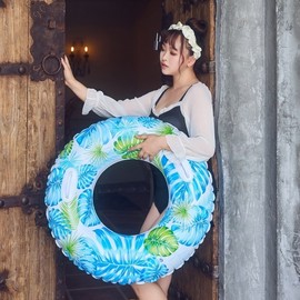 Wanmei Pretty Tube Extra Thick Leaf Swimming Ring - Internet Celebrity Style Dinosaur Swim (Free Size) 성lf1596 Ring + 60 Size 115G 30ea