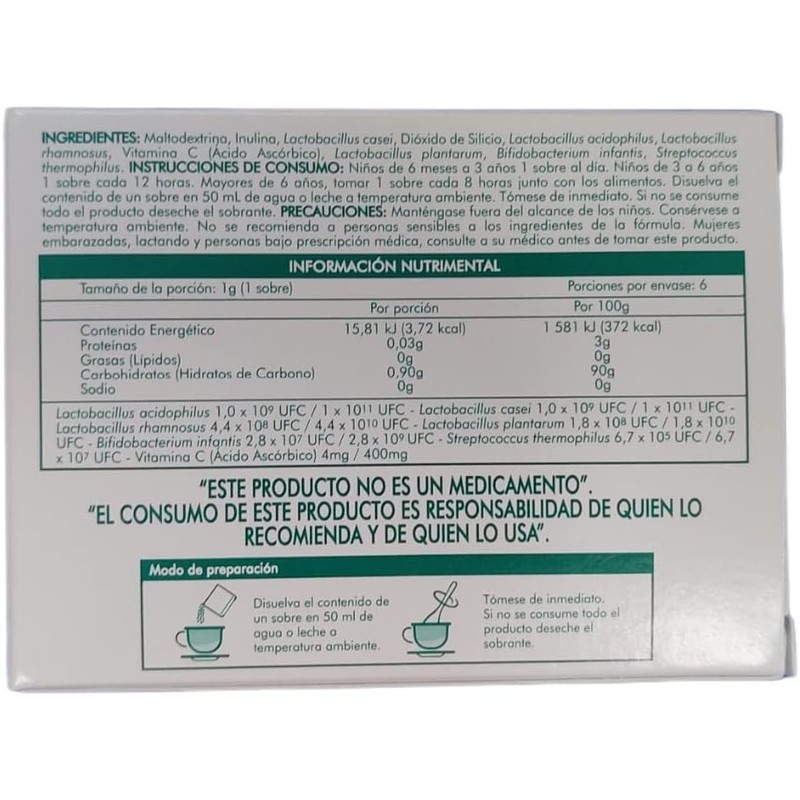 Lactiv pediátrico Inulina y probióticos 6 sobres de 1 g