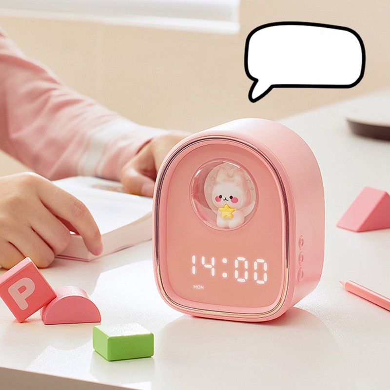 Smart Alarm Clock Cute Rabbit Capsule Look LED Night Light