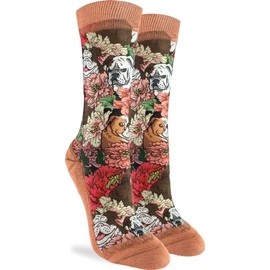 Good Luck Sock Women's Floral Bulldog Dog Socks, Adult