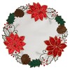 OWENIE Christmas Placemats Set of 4, Embroidered Red Poinsettia Table