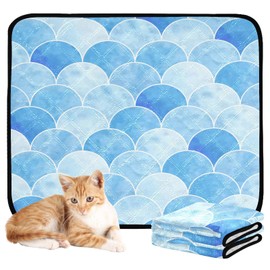 YETTASBIN Mermaid Scales Washable Reusable Dog Cat Pee Pad, Pet Creat Mat with Non-Slip Bottom for Large Small Medium Dogs Cats, Absorption Leakproof Pet Training Pad for Food and Water, Smallx3