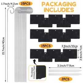 LOYORTY 15PCS Slate Plant Markers with Stakes and Stone Chalks Garden Markers Signs Labels Hanging Slate Planter Tags for Flower Bed, Pots, Planters