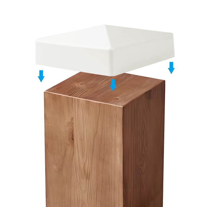 Zadery White 4 Packs 3.5" Pyramid Fence Post Caps, PVC
