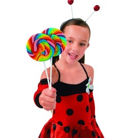 Fun Express Swirl Lollipops, Large, 2 3/4-Inch Suckers, 6-Inch Plastic Stick, Cherry, VBS Vacation Bible School Supplies/Decor Pack of 12