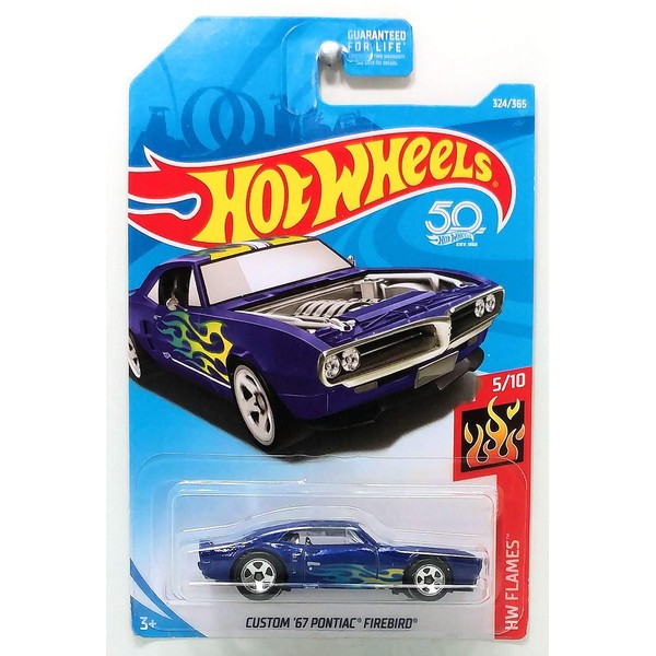 Hot Wheels 2018 Die-Cast Vehicle Hw Flames - Custom '67 Pontiac Firebird (Dark Blue)