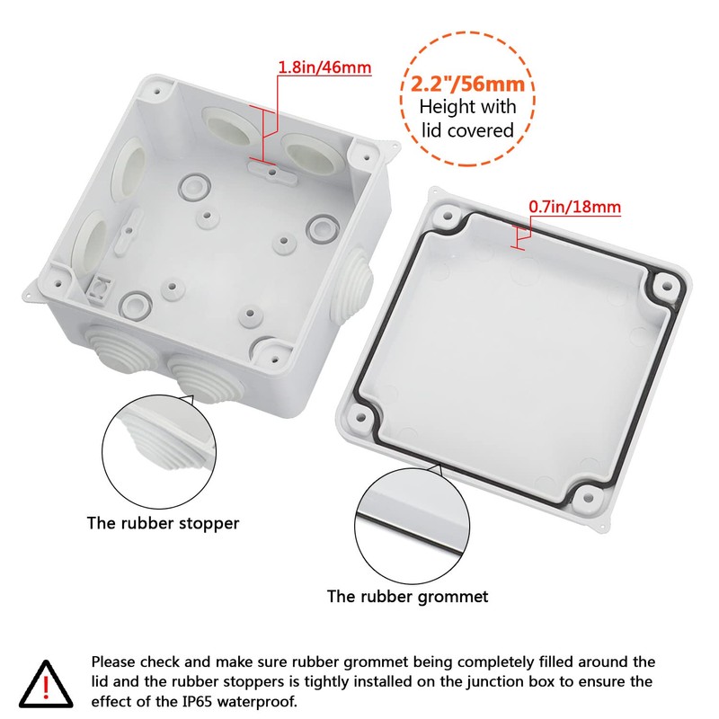 LeMotech ABS Plastic Dustproof Waterproof IP65 Junction Box Universal Electrical