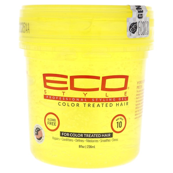 ECOCO Eco Style Gel - Colored Hair - For All Hair Types - Contains Uv Protection - Special Formula For Colored And Highlighted Hair - Controls And Defines With Long Lasting Shine - No Flakes - 8 Oz