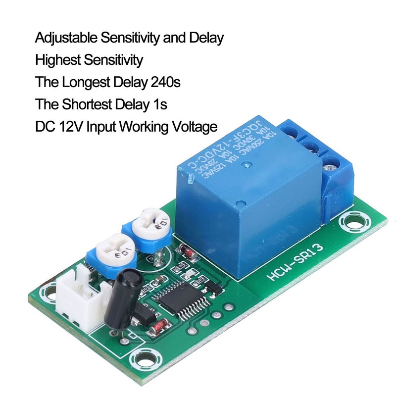 Vibration Sensor Module, DC 12V Sensitivity Time Delay Switch DIY