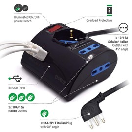Welly Enjoy IT WY13171 - Table Power Strip with 3 Positions, 3 USB Ports and On/Off Switch - Black Colour [Energy Class A++]