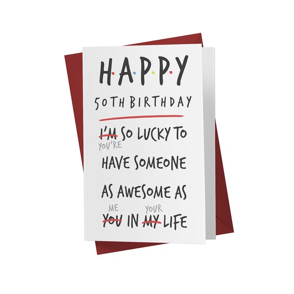 50th Birthday Card - You Are Lucky 50th Anniversary Card For Father, Mother, Brother, Sister, Mom, Dad, Friend - 50 Years Old Birthday Card - Happy 50th Birthday Card - With Envelope