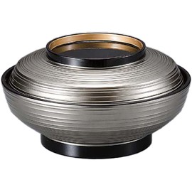 Fukui Craft Round Confectionery Bowl, Boiled Bowl, Heat Resistant, Made in Japan, Dishwasher Safe, Flat Lid, Fukugin Transparent High Base Inner Gold Uchi, Size 6