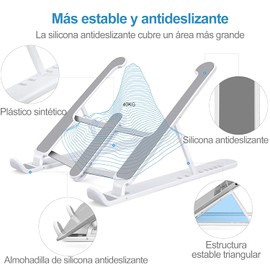 KAMYSEN Soporte Portátil Portátil,Soporte para Laptop Base Ajustable,Soporte Ventilado Ordenador Portátil Soporte para portátil súper ligero y ergonómicamente,Plegable y Ajustable Laptop Soporte de ventilado para computadora portátil Compatible.
