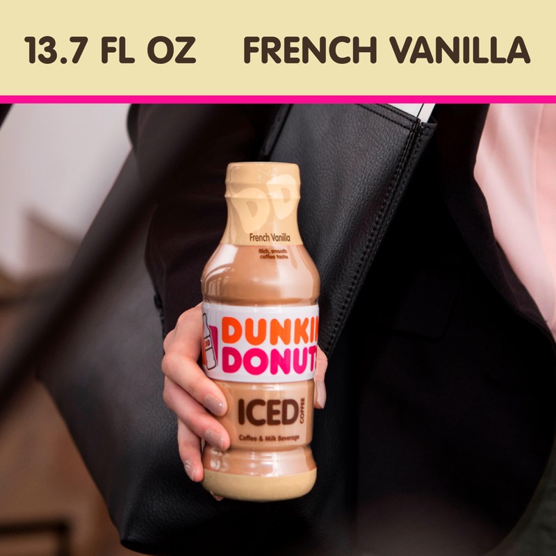 Dunkin' French Vanilla Iced Coffee Bottles, 13.7 fl oz, 12