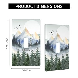 Tree Forest Mountain Single Toggle Light Switch Plate Cover 1 Gang Decorative Outlet Plate Electrical Wall Plate Covers Receptacle Decorate Plug Covers For Kitchen Bedroom Bathroom Decor 4.5" X 2.76"