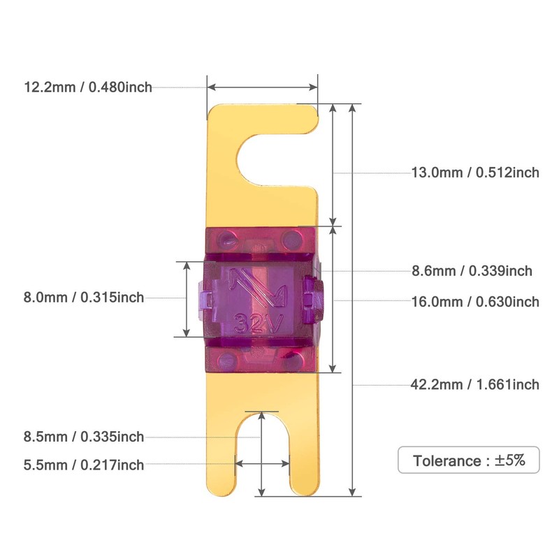 Chanzon 5Pcs 100A AFS Mini ANL (MANL) Fuse Color Coded