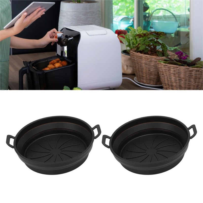 2 PCS Fryer Silicone Baskets with Handle 7.5inch Round Silicone