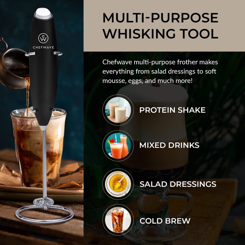 Chefwave | Powerful electric milk frother with stand | Milk