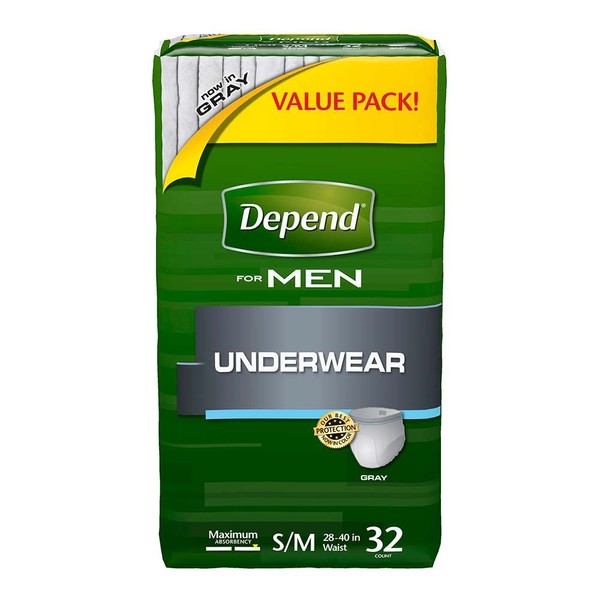 Depend for Men Underwear, Small/Medium, Cs/64 (2 Value Pks of 32)