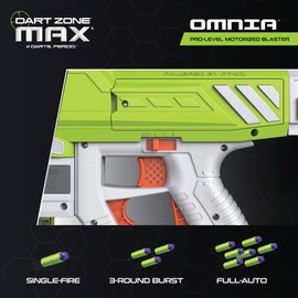 DART ZONE Max Omnia Pro Gen 3 Foam Dart Blaster–150 FPS Full Auto Foam Dart Blaster for Adults–Electric Foam Blaster–Elite Blaster for Ages 14+ with 30 Half Length Darts, Sight, Mags, Stock & Eyewear