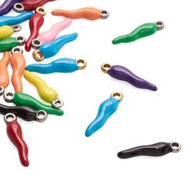 Spritewelry 20pcs Chili Pepper Charm 304 Stainless Steel Cornicello Italian Horn Charms Hot Pepper Good Luck Pendants for DIY Earring Necklace Bracelet Jewelry Making