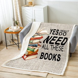 feelingyou Books Pattern Fleece Throw Blanket Super Soft Cozy Book Lover Sherpa Blanket for Kids Women Adults Book Plush Blanket Watercolor Fuzzy Blanket for Sofa Bed(30x40 Inches)