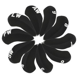 PATIKIL Golf Club Head Cover, 10 Pcs Number Golf Club Irons Covers with Hole Neoprene Driver Headcover Golf Lovers Gifts for Men Women, Black/Red
