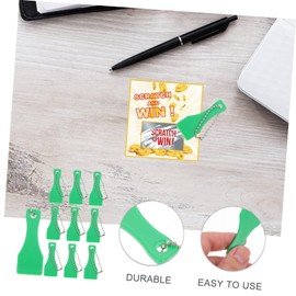 Operitacx 10pcs Plastic Lottery Scratchers Blank Scratch Off Tools for Easy Ticket Scratching Convenient Keychain Design for Lottery Games and Raffles Green