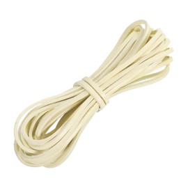 QUARKZMAN Flat Leather Cord 5.5 Yard 3mm Leather Strips for DIY Bracelet Purse Strap Beige White