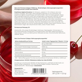 natu.care - Premium Collagen Powder - Collagen Powder - Collagen Powder - Vital Protein Collagen Peptides - 100% Natural - Colagen Powder for Joints, Hair (30 Portions of Cherry)