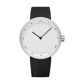 AGEN KGEN Mens Watches Ultra-Thin Minimalist Waterproof Fashion Simple Business Wrist Watch for Men Unisex Dress with Leather Band (521-Silver Black)