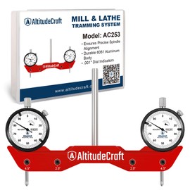 AltitudeCraft Precise Mill and Lathe Tramming System Tool, Machine Calibration for CNC Router and Mini Mill, 0.001” Dual Dial Indicators, 1/4" Shank