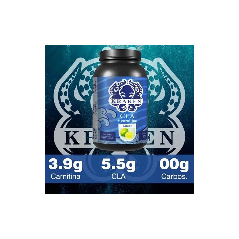 Cla Carnitina 1kg Kraken 100 Servs Pre Entreno Sabores