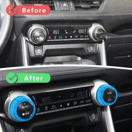 Auovo AC Knob Cover Compatible with Toyota RAV4 Accessories 2025 2024 2023 2022 2021 2020 2019 Air Conditioning Knob Cover Trims AC Climate Control Rings Aluminum Alloy (Blue)