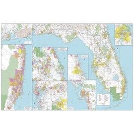 MapSherpa: Florida State Wall Map - Large - 32 x 48 inch Poster - Front Lamination