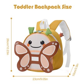 LJCZKA Cute Toddler Backpack Bee for Baby Girls, Children’s Backpack with Chest Strap, Small Preschool Backpack Water Resistant for Age 1-5