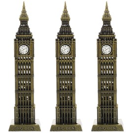Homoyoyo 3PCS London Big Ben Real Clock Tower Statue England Landsmarks Model Metal UK Building Model Collectible Figurine for Home Decor, Tourism Souvenir Decoration