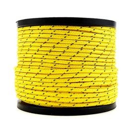 Soomloom Reflective Tent Rope, Paracord, Total Length 164.0 ft (50 m), Rope Diameter 0.16 inch (4 mm), Yellow