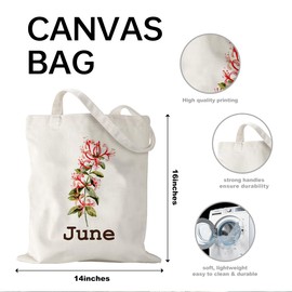 Women Gifts for Birthday, Birth Month Flower Tote Bag, Unique Bridal Party Gift Bridesmaid Wedding Tote Gift Best Friend Gift Honeysuckle Tote Bag Mother's Day Birthday Gifts for Women