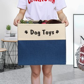 PET ARTIST Foldable Dog Toy Bin for Dog Toys Accessories - Collapsible Dog Toy Basket Storage Box for Pet Toys,Dog Coat