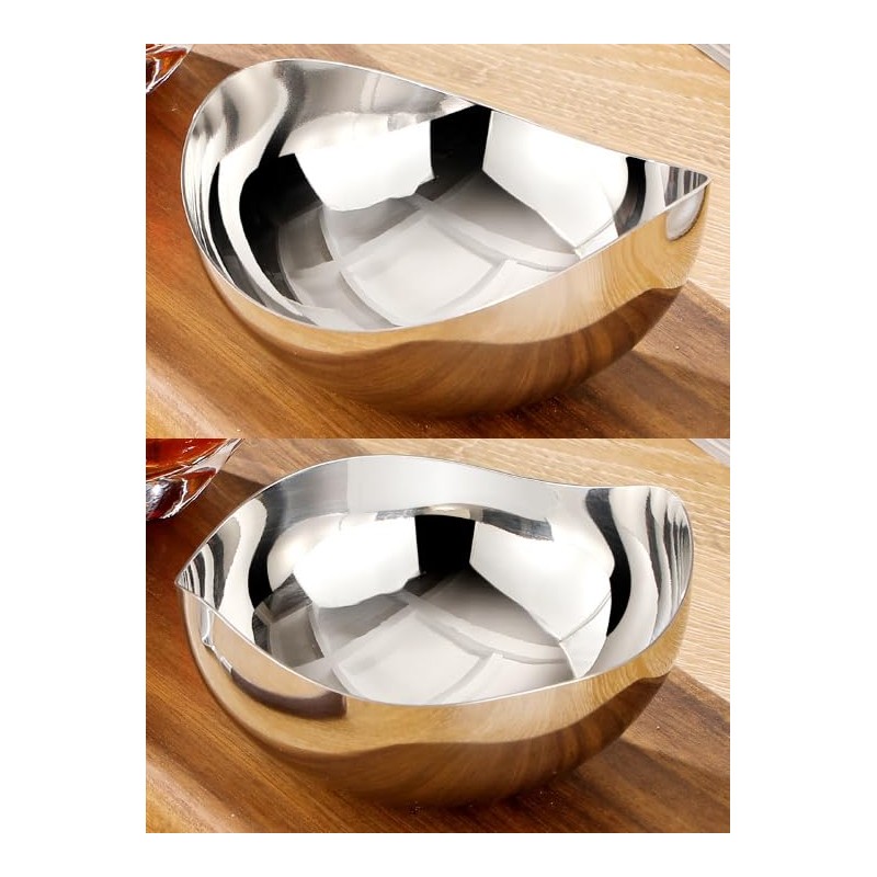 TDYBASE 304 Stainless Steel Modern Oval Serving Bowl, Fruit, Salad,