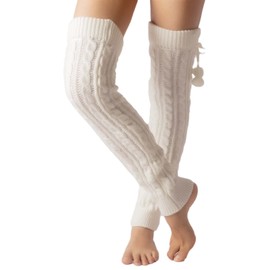 iB-iP Women's Ballet Dancer Aerobic Cute Thermal Leg Warmers, White