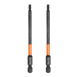 sourcing map 2pcs H3 Hex Head Drill Bit Wrench 3mm Metric Flat Tip 1/4" Hex Shank 100mm (4") Long Magnetic Black Phosphate Hexagonal Screw Driver Socket Industrial Screwdriver Power Bits