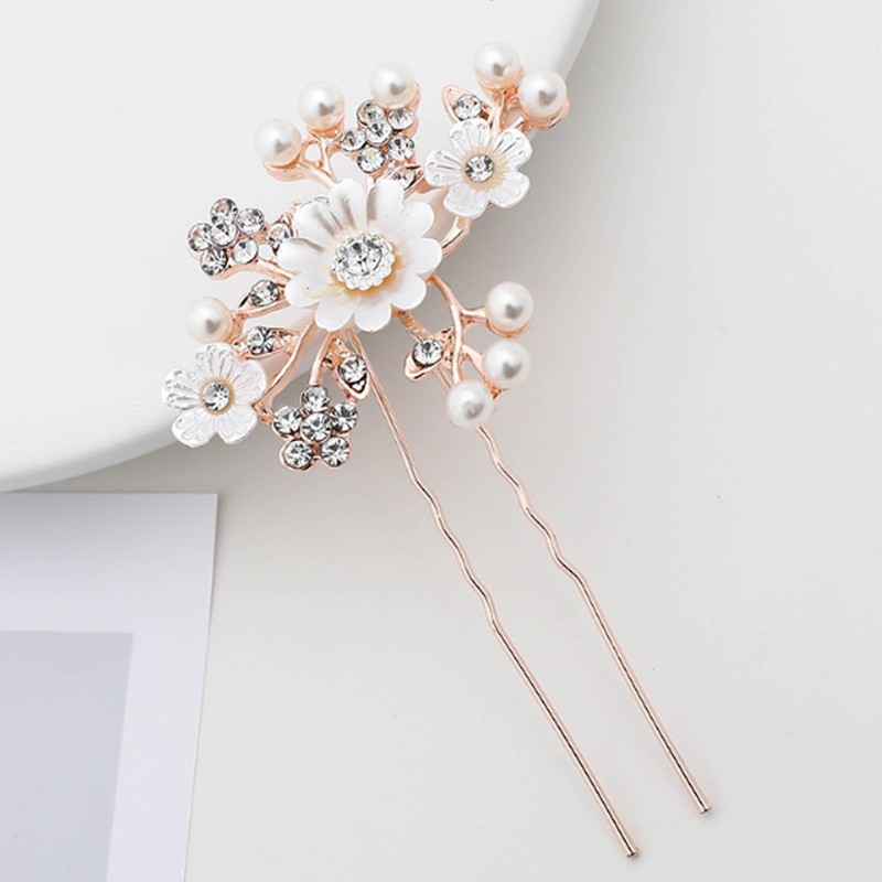 Hair Ornament, Pearl Pin, Hair Clips, 3-piece Set (Gold)