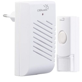 CASAcontrol Housebell: Socket Doorbell with Wireless Bell Push Button and 16 Ringtones, 30 m (Door Bell, Wireless Doorbell, Wireless Switch)