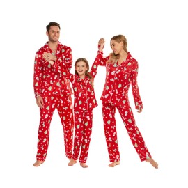 Ekouaer Christmas Family Matching Pajamas Long Sleeve Button Down Pj Set Festival Party Sleepwear,Red Xmas Tree,Women,L