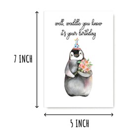 NSLDesigns Waddle You Know It's Your Birthday Funny Card - Penguin With Birthday Hat Cute Card - Penguin Cute Card - Greeting Card