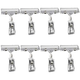 Paquete de 16 Clips de Plástico para Letreros - Giratorios de Doble Cara para Etiquetas de Precio, Soportes para Estantes, Percheros y Menús Minoristas