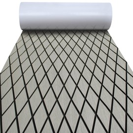 EVA Boat Flooring Carpet with Cross Groove Marine Teak decking Sheet for Yacht,74.8"×27.5" Self Adhesive (Light Grey +Black Cross)