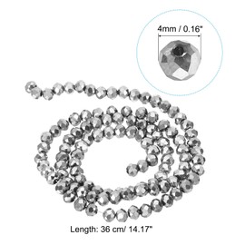 PATIKIL 4 mm Briolette Rondelle Glass Beads, 550Pcs/5Strands Small Round Faceted Crystal Bead for Jewelry Making Earrings Bracelets Necklaces Rings DIY, Silver